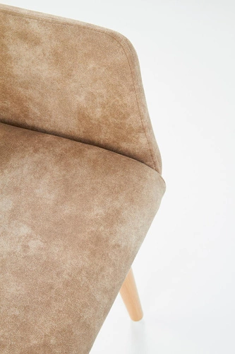 Krzesło Massal beżowe tapicerowane ekoskóra z podłokietnikami do jadalni nowoczesne Intesi