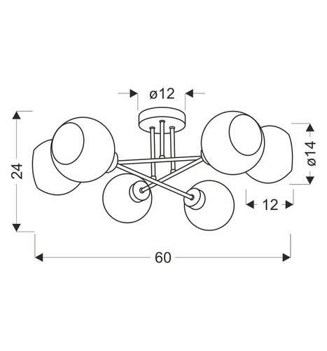 Lampa sufitowa Amanda czarny+złoty 6x40 E27 klosz biały