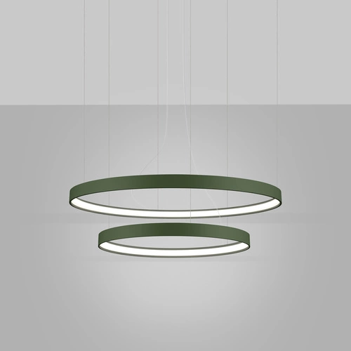 Nowoczesny żyrandol LED RIO 2 zielona oliwka regulowany do salonu i jadalni 78 cm