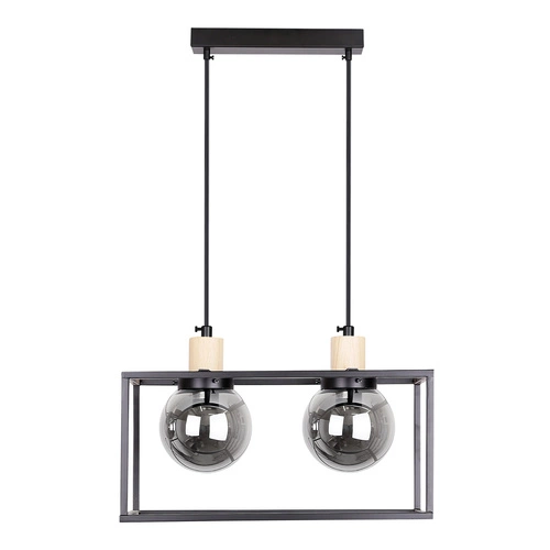 Lampa wisząca Retro 2 czarny 2x40W E27  klosz dymiony