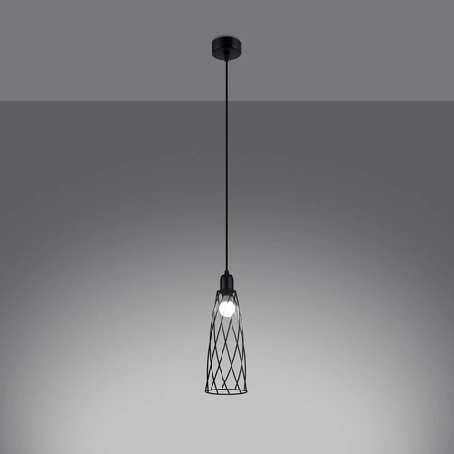 Lampa sufitowa wisząca SUBA 1 czarna industrialna nad stół do salonu SOLLUX LIGHTING