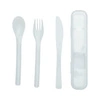 Intesi biały zestaw sztućców podróżnych w etui plastikowe do lunchboxa i pikniku