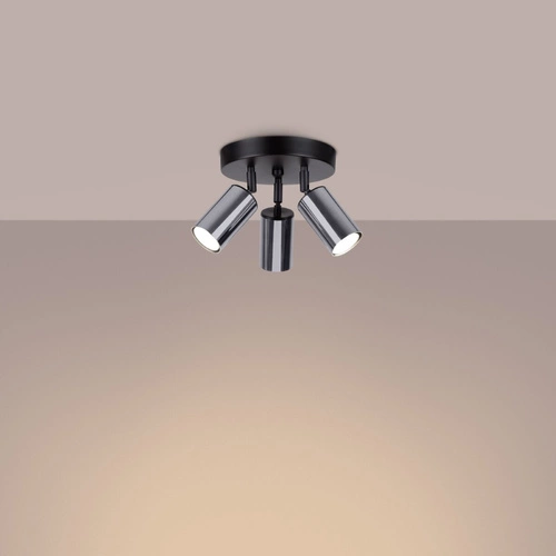 Plafon sufitowy WINX 3P czarny chrom nowoczesny metalowy do salonu i sypialni SOLLUX