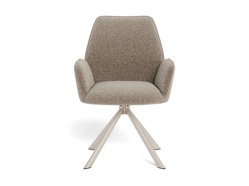 Krzesło Glenda beżowe obrotowe tapicerowane do jadalni z podłokietnikami