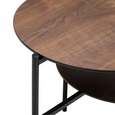 Stolik kawowy Kemi podwójny okrągły i owalny drewniany nowoczesny do salonu Atmosphera