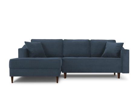 Narożnik z funkcją spania Aria Blue Chenille lewostronny