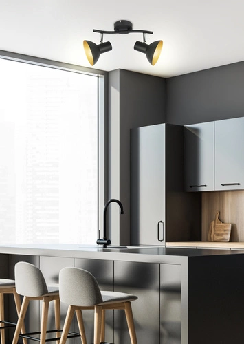 Lampa sufitowa Diso czarna złota regulowana 2-punktowa do salonu i sypialni 38 cm