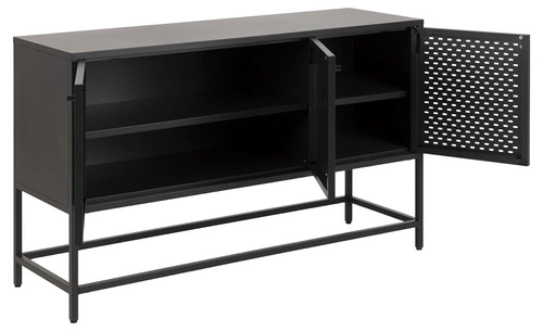 Komoda Newcastle II czarna industrialna metalowa na nóżkach 125 cm do salonu Actona