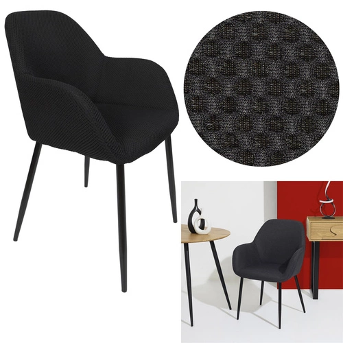 Krzesło tapicerowane Lavia czarne Intesi do jadalni i salonu nowoczesne z podłokietnikami