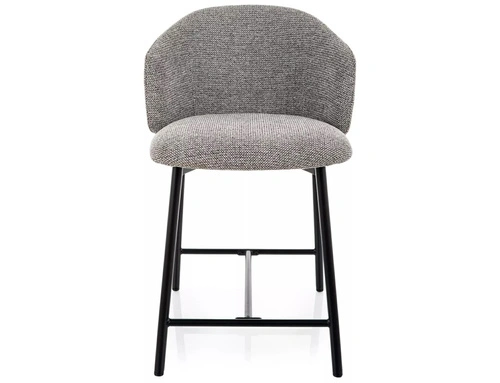 Hoker Tacoma szary tapicerowany do kuchni z oparciem na czarnych nogach
