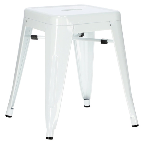 Taboret metalowy Paris biały inspirowany Tolix do kuchni i jadalni nowoczesny industrialny 46 cm