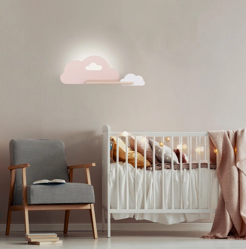 Kinkiet Cloud LED 5W różowy drewniany klasyczny do pokoju dziecięcego CANDELLUX