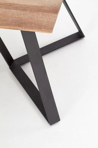 Stół do jadalni Gary loftowy nierozkładany orzech rustykalny czarne nogi 180x90 cm