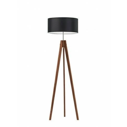 Lampa podłogowa HAITI abażur czarny stelaż mahoniowy