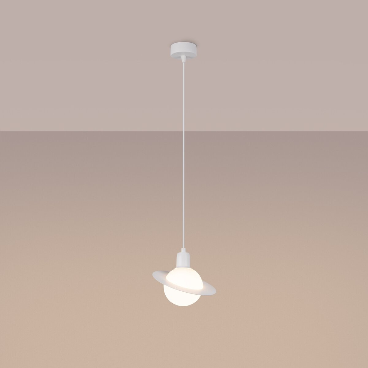 Lampa wisząca kula HYPERION 1 biała nowoczesna do salonu i jadalni regulowana 125 cm