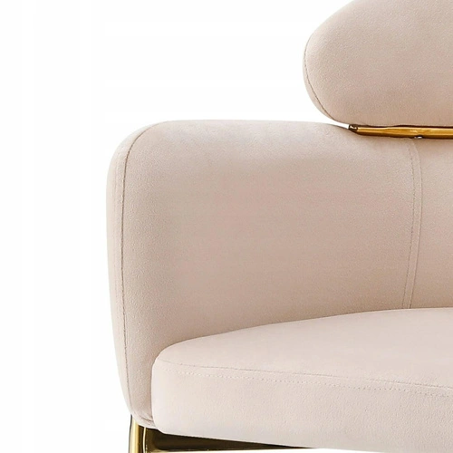 Krzesło Dreby beżowe welurowe ze złotymi nogami do jadalni salonu