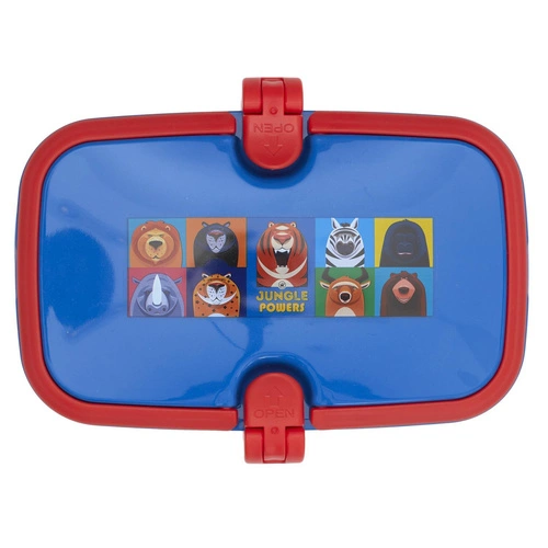 Lunchbox dziecięcy Dżungla Intesi niebieski pojemnik na lunch do szkoły szczelny plastikowy