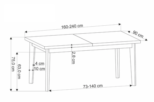 Stół rozkładany do jadalni Manavi 240 cm naturalny dąb czarne nogi nowoczesny Intesi