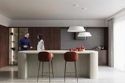 Żyrandol sufitowy Vega 60 biały nowoczesny do salonu i jadalni z tkaninowym abażurem