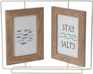 Drewniana ramka na 2 zdjęcia Intesi stojąca skandynawska na biurko lub komodę