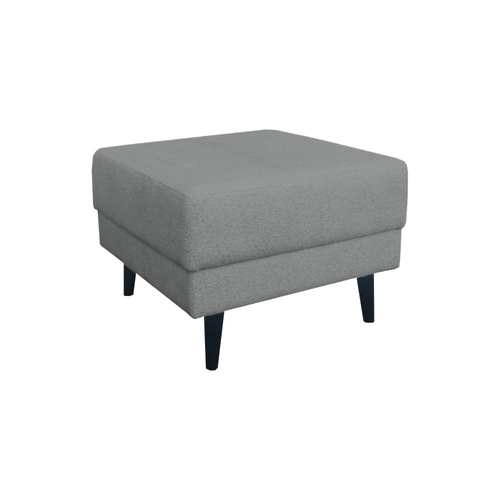 Pufa Lara szara tapicerowana na drewnianych nogach do salonu w stylu skandynawskim 60x46 cm Intesi