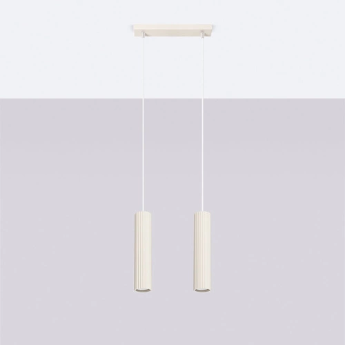 Lampa wisząca Karbon 2 beżowa regulowana do salonu i kuchni minimalistyczna aluminium