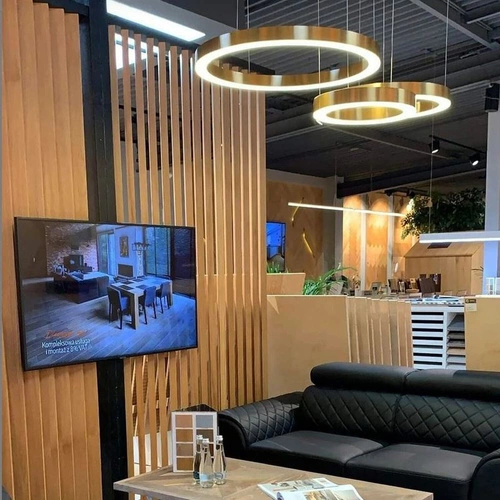 Lampa wisząca LED CIRCLE mosiądz 3-punktowa regulowana do salonu i nad wyspę