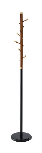 Wieszak stojący do przedpokoju Senecio czarny orzechowy nowoczesny stalowy Intesi
