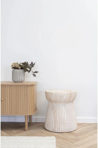 Stolik kawowy okrągły Bonn 37 cm biały nowoczesny glamour do salonu mały Intesi