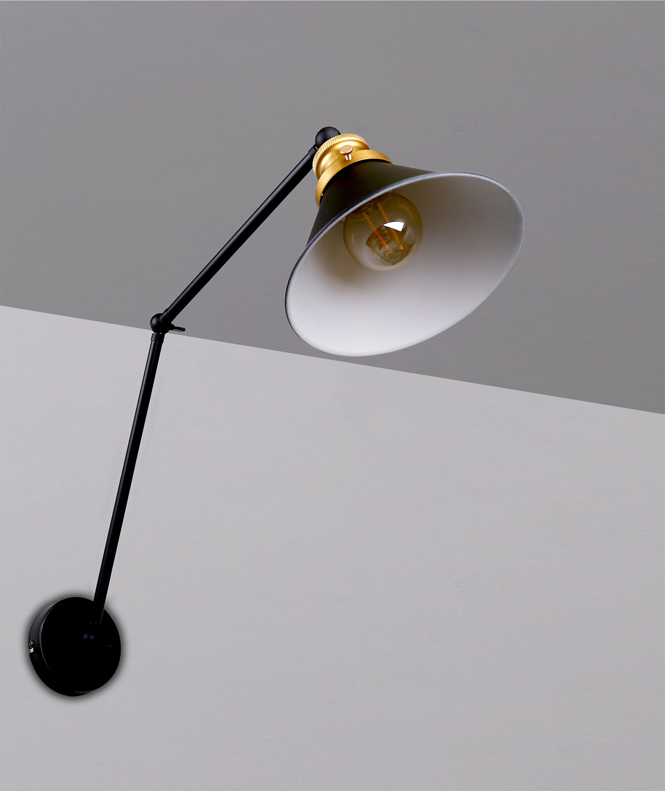 Kinkiet Fundo lampa czarny+złoty 1x40W E27 klosz czarny