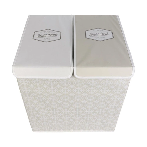 Intesi nowoczesny kosz na pranie 2 komory z pokrywą składany szary do łazienki 50x41x57