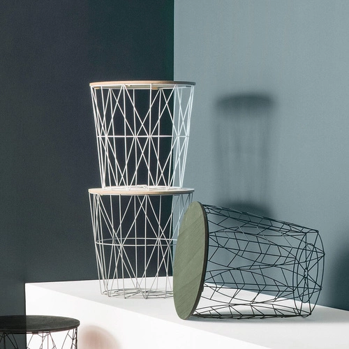 Stolik kawowy okrągły Kumi 41 cm do salonu skandynawski naturalny złoty Atmosphera