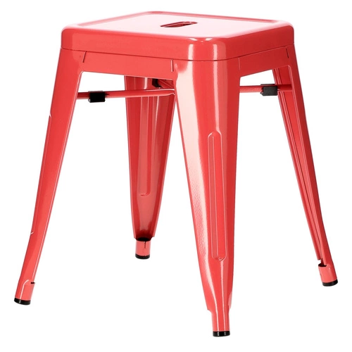 Taboret Paris czerwony metalowy inspirowany Tolix do kuchni i jadalni styl industrialny