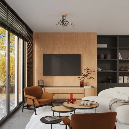 Kinkiet ścienny EMBER czarny drewniany nowoczesny do salonu i sypialni SOLLUX LIGHTING