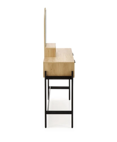 Toaletka kosmetyczna boho Makar z lustrem i szufladami do sypialni, naturalna i czarna