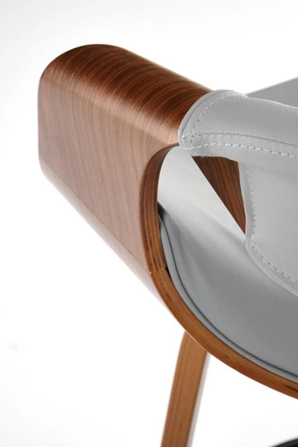 Hoker Analis industrialny tapicerowany z oparciem i podłokietnikami do kuchni popielaty/orzechowy