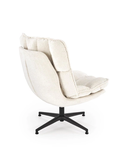 Fotel wypoczynkowy Florens kremowy obrotowy do salonu nowoczesny tkanina Intesi