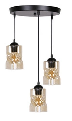 Lampa wisząca Felis talerz czarny 3x60W E27 klosz bursztynowy