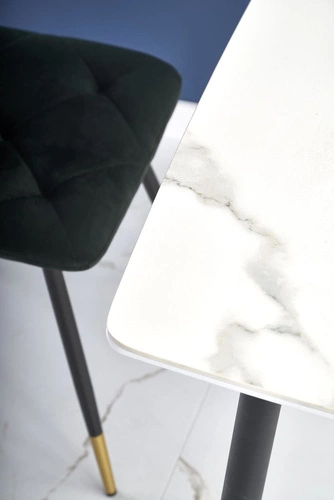 Stół do jadalni Roca nowoczesny biały marmur czarne nogi 120x70 cm Intesi glamour