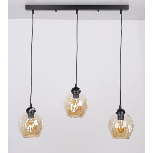 Lampa wisząca Aspa czarny 3x40W E27  klosz brązowy