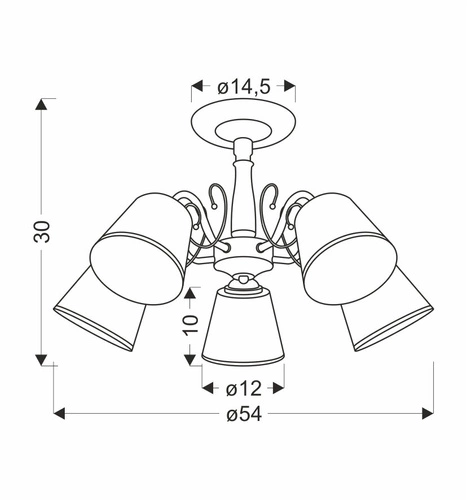 Lampa sufitowa Losanna patynowy 5x40W E14 klosz biały z obwódką