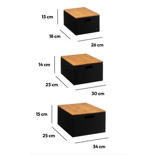 Zestaw 3 pudełek Bava czarne