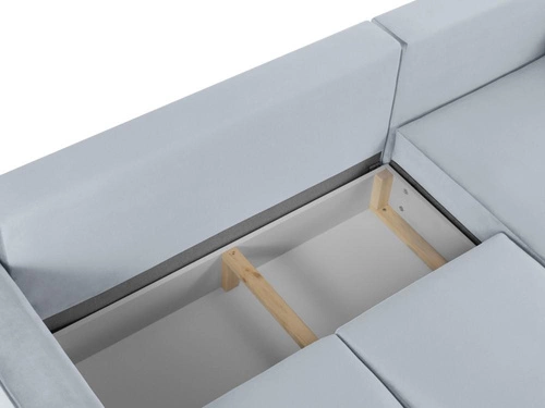 Narożnik z funkcją spania Cartadera Light Blue Velvet Prawostronna kolor nóg złoty