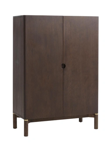 Komoda Arun wysoka 90 cm drewniana espresso nowoczesna do salonu