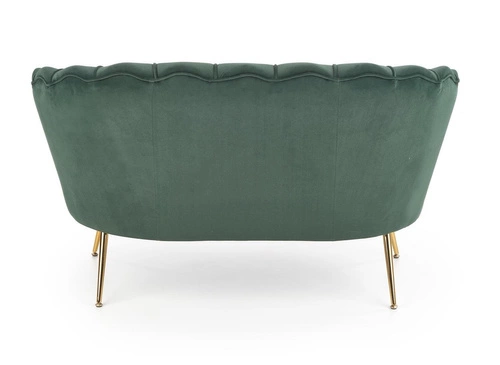 Sofa dwuosobowa Florecja welurowa zielona glamour do salonu na złotych nogach Intesi