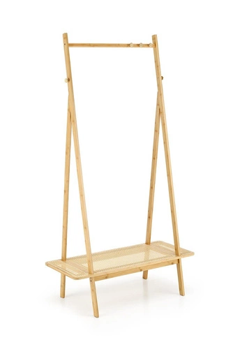 Intesi Boho wieszak stojący do przedpokoju bambusowy z półką rattanową naturalny 168 cm