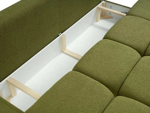 Sofa rozkładana Flade z funkcją spania i pojemnikiem, zielona, nowoczesna do salonu