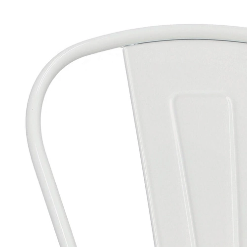 Krzesło do jadalni Paris Wood białe metalowe z drewnianym siedziskiem industrialne D2.DESIGN