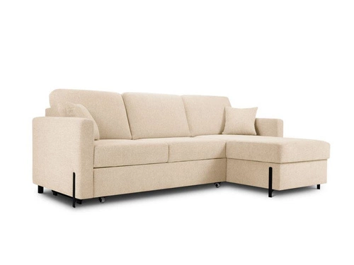 Narożnik z funkcją spania Gabriel Beige Structured Fabric prawostronny