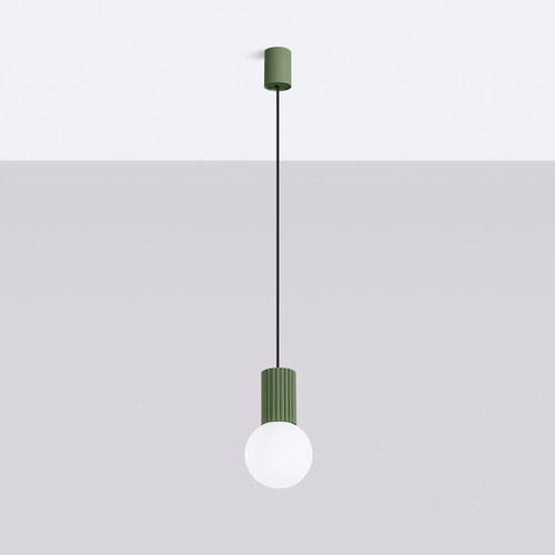 Lampa wisząca HALO 1 zielona oliwka nowoczesna kula do salonu kuchni sypialni 120 cm